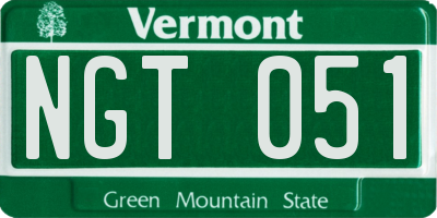VT license plate NGT051