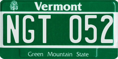 VT license plate NGT052