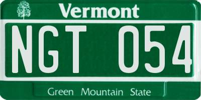 VT license plate NGT054