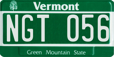 VT license plate NGT056