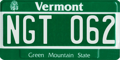 VT license plate NGT062