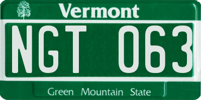 VT license plate NGT063