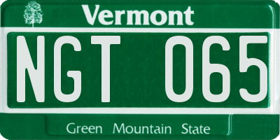 VT license plate NGT065
