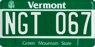 VT license plate NGT067