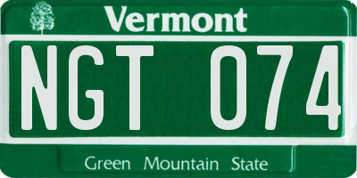 VT license plate NGT074