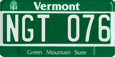 VT license plate NGT076