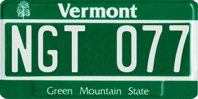 VT license plate NGT077