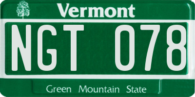 VT license plate NGT078