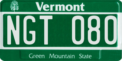 VT license plate NGT080