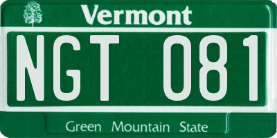 VT license plate NGT081