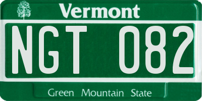VT license plate NGT082