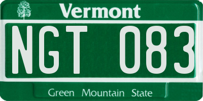 VT license plate NGT083