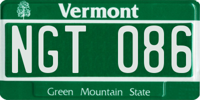 VT license plate NGT086