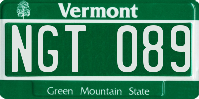 VT license plate NGT089