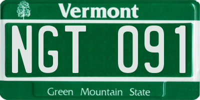 VT license plate NGT091