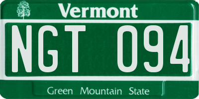 VT license plate NGT094