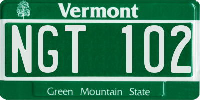 VT license plate NGT102
