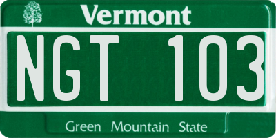 VT license plate NGT103