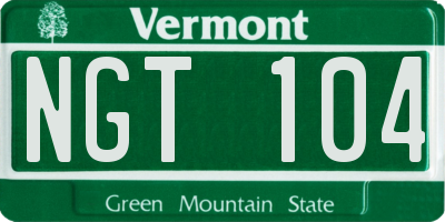 VT license plate NGT104