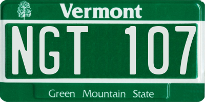 VT license plate NGT107