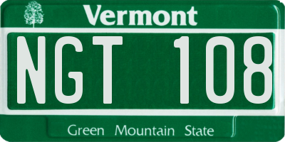 VT license plate NGT108