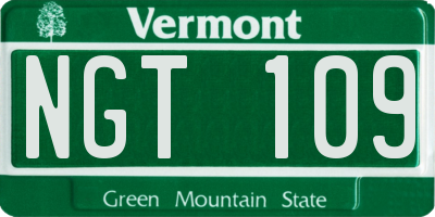 VT license plate NGT109