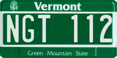 VT license plate NGT112