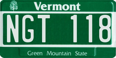 VT license plate NGT118