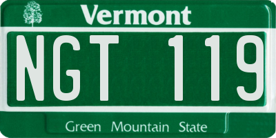 VT license plate NGT119