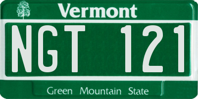 VT license plate NGT121