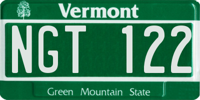 VT license plate NGT122