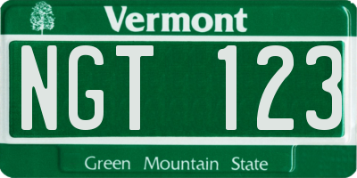 VT license plate NGT123