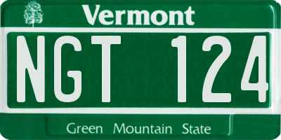 VT license plate NGT124