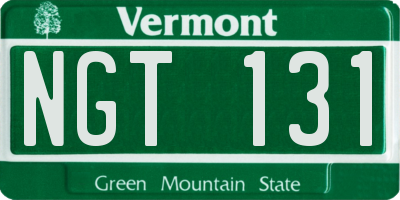 VT license plate NGT131