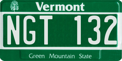VT license plate NGT132
