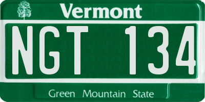 VT license plate NGT134