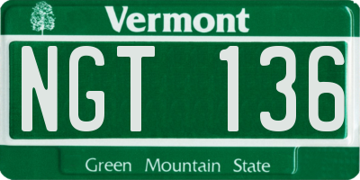 VT license plate NGT136