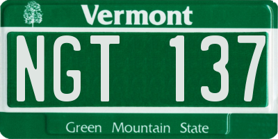 VT license plate NGT137