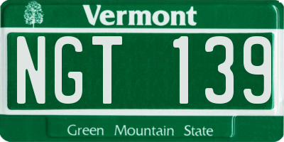 VT license plate NGT139