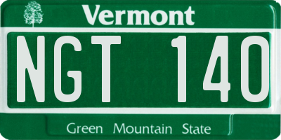 VT license plate NGT140