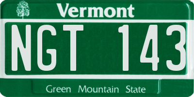 VT license plate NGT143