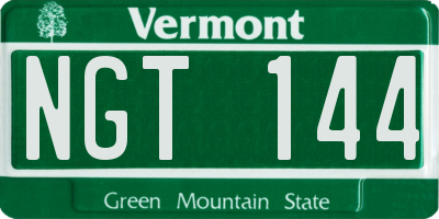 VT license plate NGT144