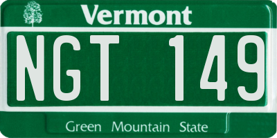 VT license plate NGT149