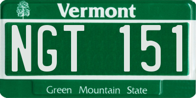 VT license plate NGT151