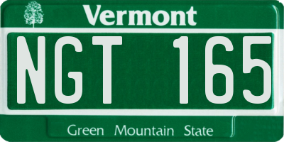 VT license plate NGT165