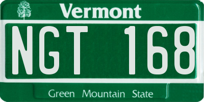 VT license plate NGT168