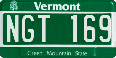 VT license plate NGT169