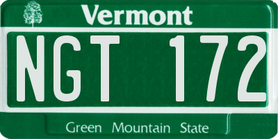 VT license plate NGT172