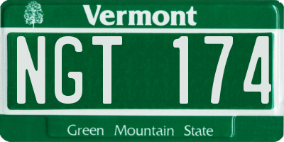 VT license plate NGT174