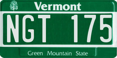 VT license plate NGT175